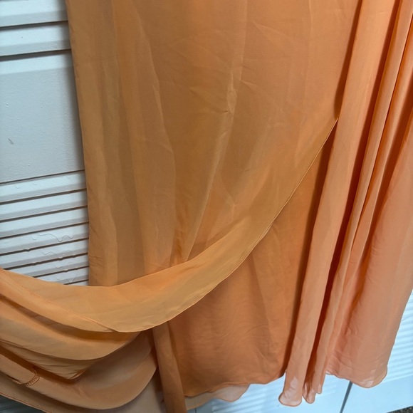 Jenny Packham Sweet Melon Strapless Draped Long Gown Chiffon Sample Size 8 - Picture 3 of 6